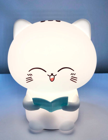 CUTIEPEA Kitty Reading Book Silicon Night Lamp, Soft LED Glow, Cute and Durable Design, Perfect for Kids’ Bedroom or Reading Nook Decor