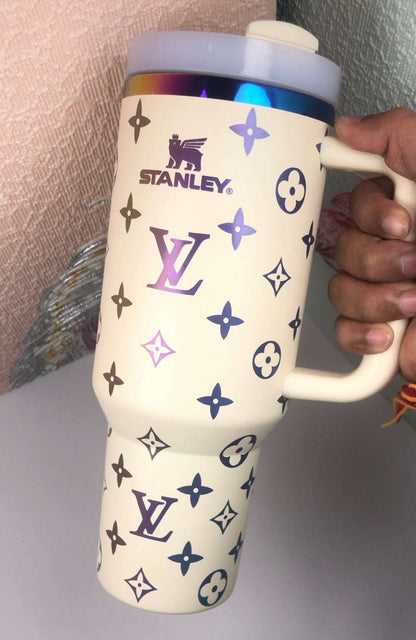 CUTIEPEA Stanley Cup Tumbler LV Print, Stylish and Durable, Leak-Proof Design, Perfect for Travel, School, and Everyday Use