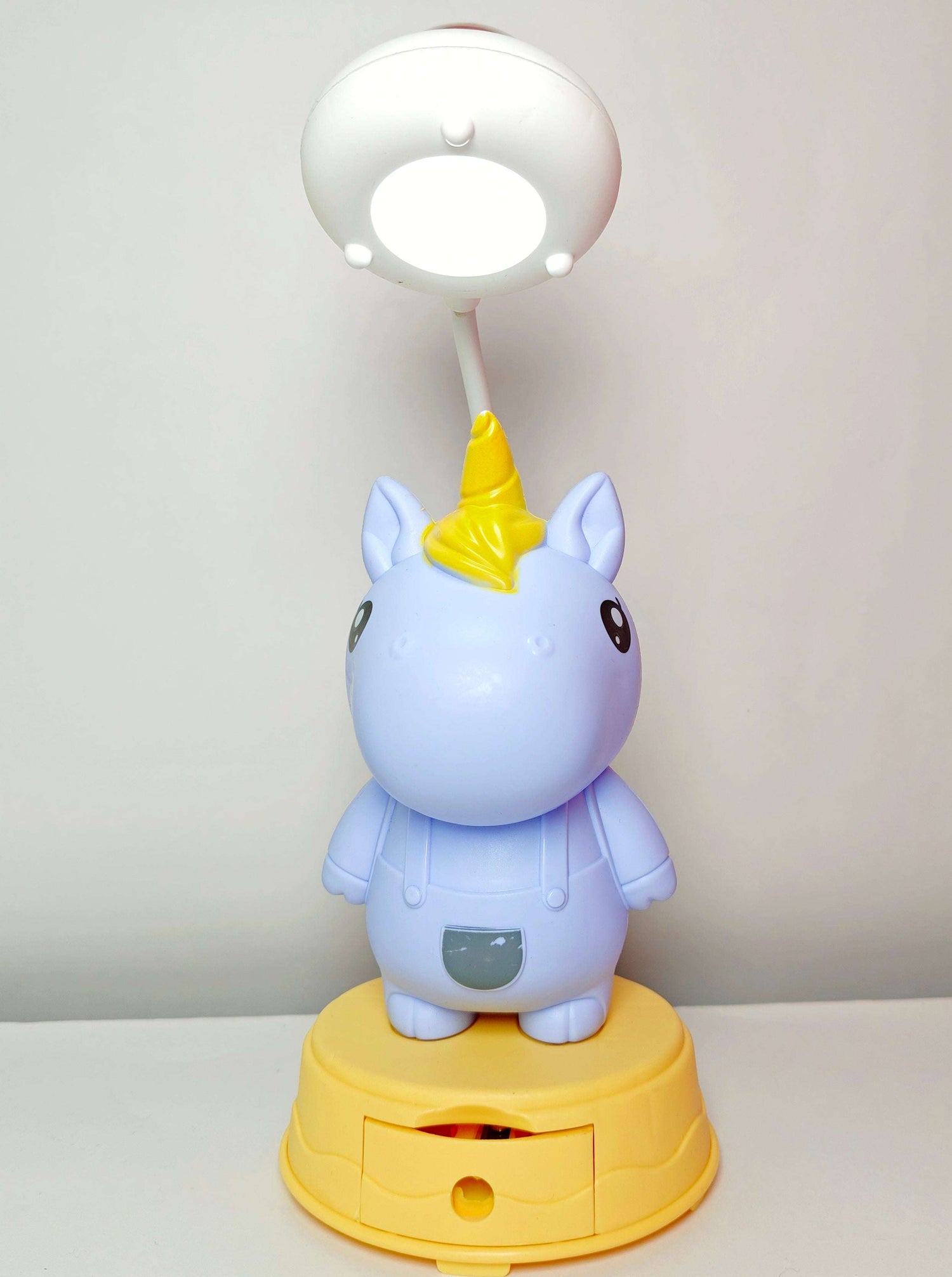 CUTIEPEA Unicorn Table Lamp with Sharpener. Usb Rechargeable With In-Built Battery, Plastic Table Lamp For Kids 360° Flexible Hose(assorted Colors)