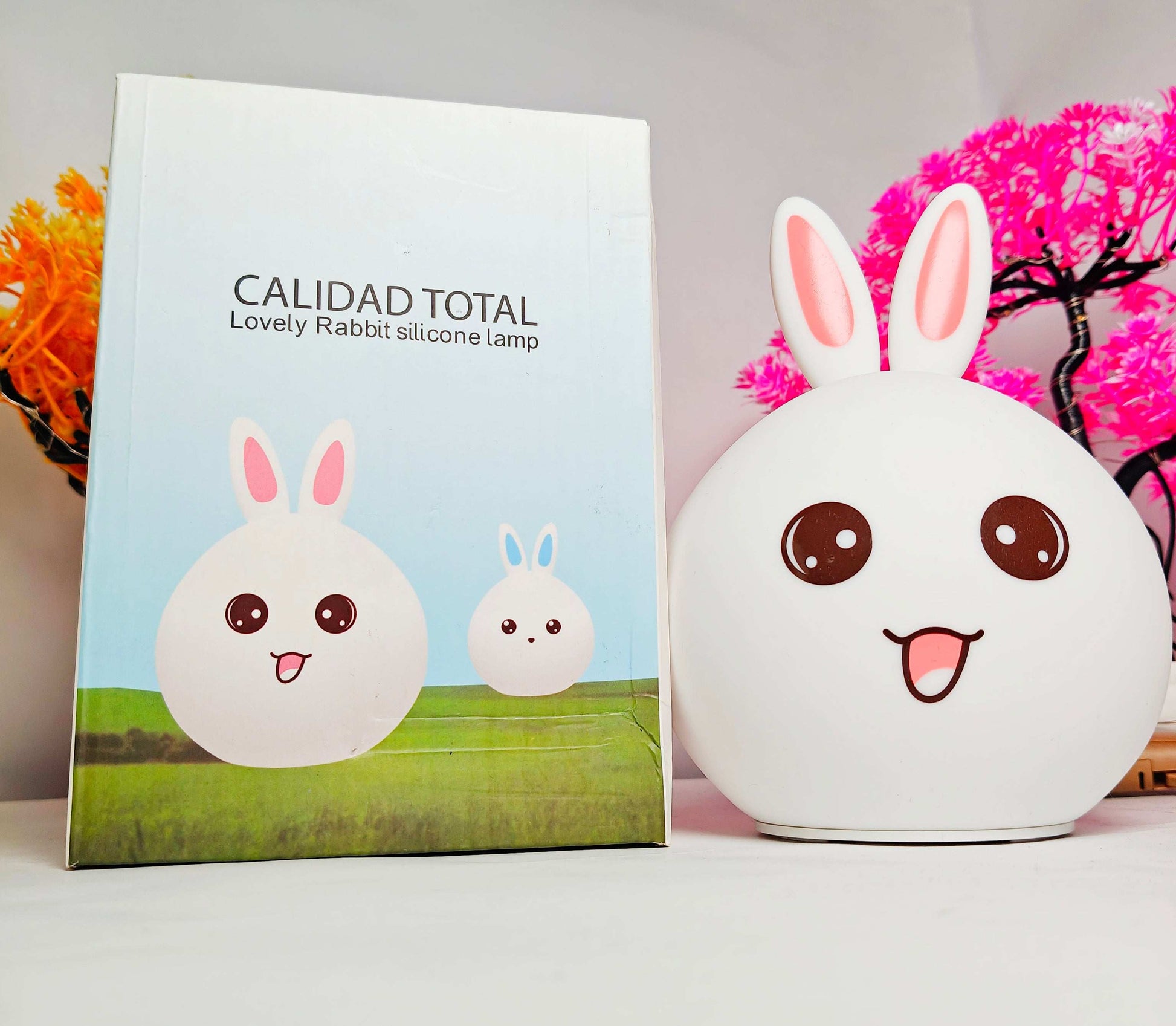 CUTIEPEA Silicone Rabbit Night Lamp – Soft Glow, Cute Design, Perfect for Kids' Bedroom Décor. touch and changes color