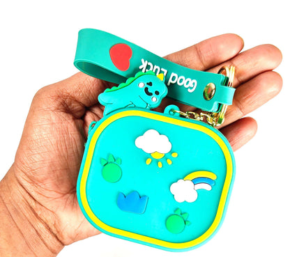 CUTIEPEA Silicon Coin Pouch and Keychain, Cute and Durable Design, Perfect for Storing Coins and Keys, Ideal for Kids’ Accessories- ASSORTED COLOUR