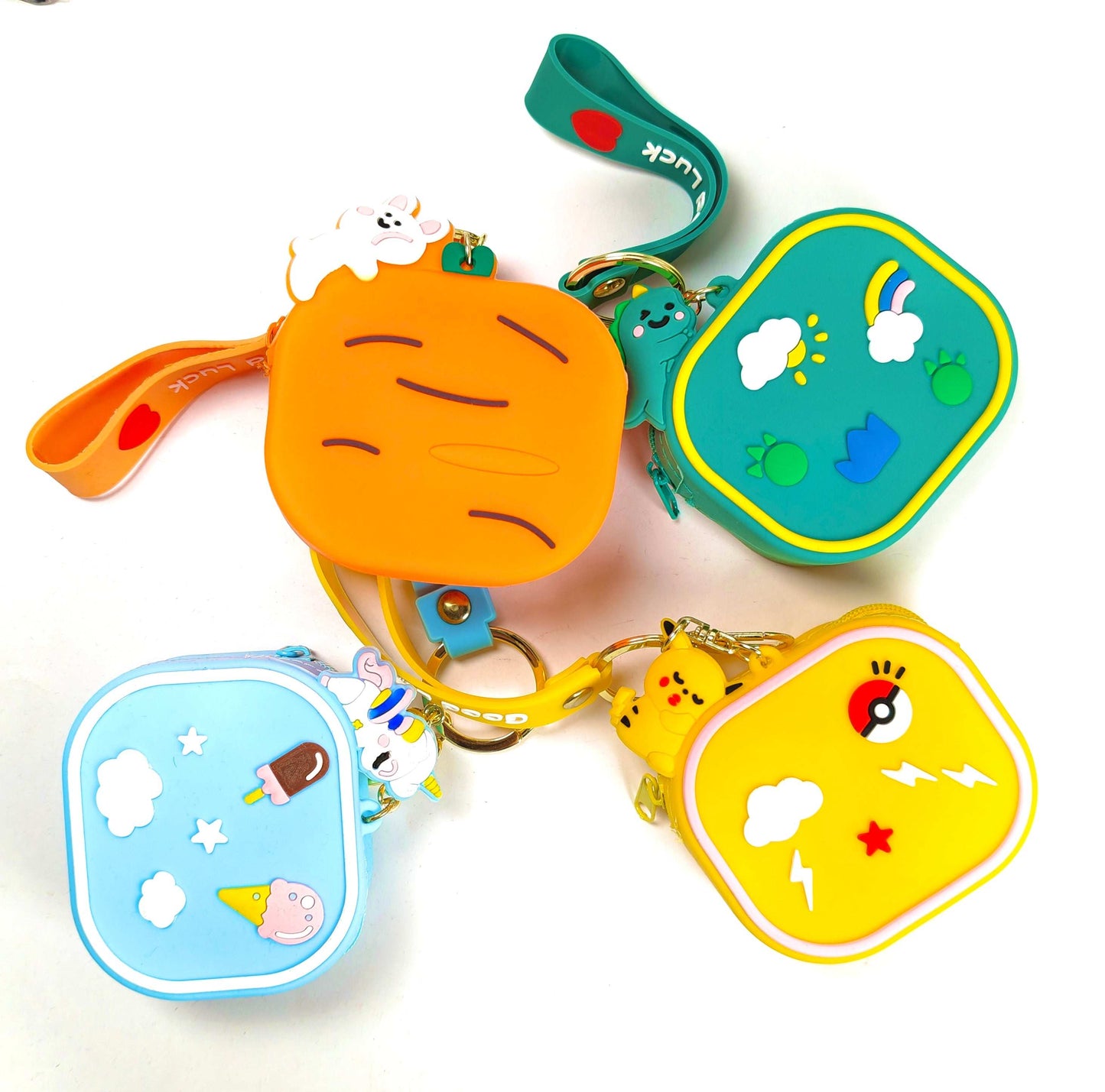 CUTIEPEA Silicon Coin Pouch and Keychain, Cute and Durable Design, Perfect for Storing Coins and Keys, Ideal for Kids’ Accessories- ASSORTED COLOUR