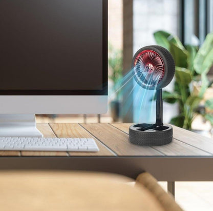 CUTIEPEA Wheel Tyre Desktop Fan, Unique and Fun Design, USB Powered, Compact and Portable for Personal Cooling at Home or Office