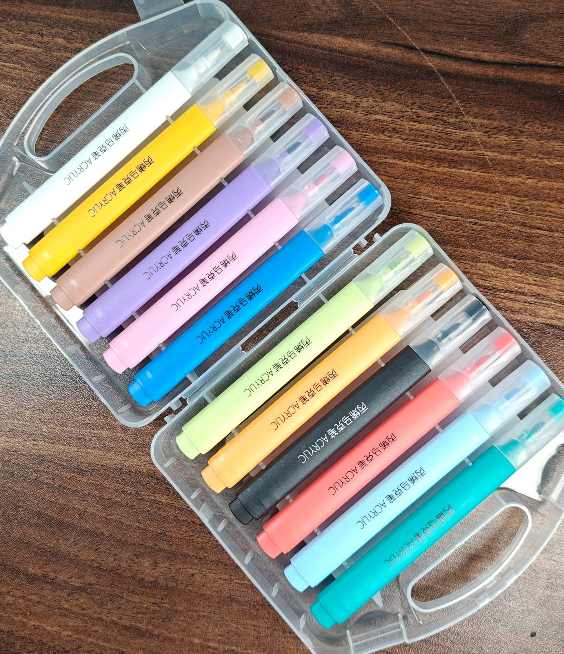 CUTIEPEA Acrylic Marker Pen Set, 12 Vibrant Colors, Waterproof and Quick-Drying, Perfect for Art, DIY, and Craft Projects