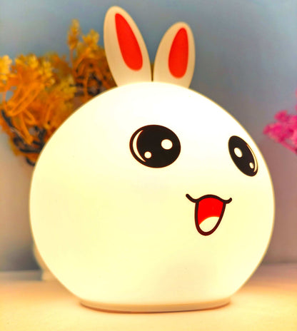 CUTIEPEA Silicone Rabbit Night Lamp – Soft Glow, Cute Design, Perfect for Kids' Bedroom Décor. touch and changes color