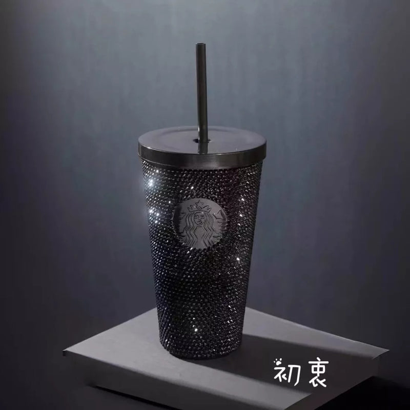 Starbucks Black & White Diamond Studded Stainless Steel Tumbler with S |  CutiePea Kids Store and More